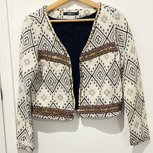 Open embroidery blazer